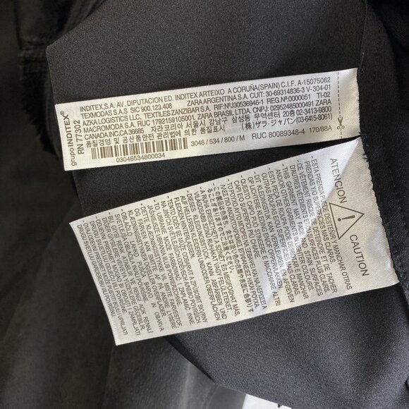 Zara‎ Faux Suede Jacket Women's Medium Black Lace Trim Boho Open Front Oversized - Picture 11 of 13